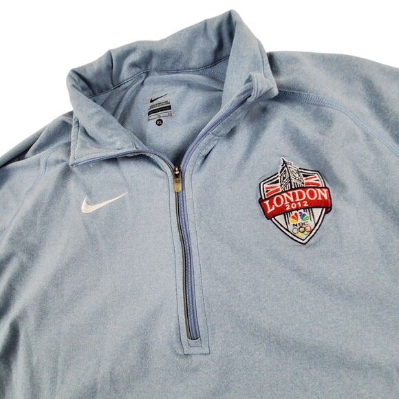 Nike Womens 1/4 Zip Pullover Olympics London 2012 NBC Embroidered Blue XL - Picture 1 of 9